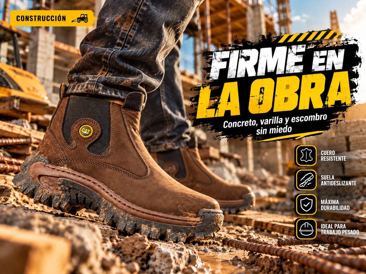 Bota CAT Campero en obra de construcción
