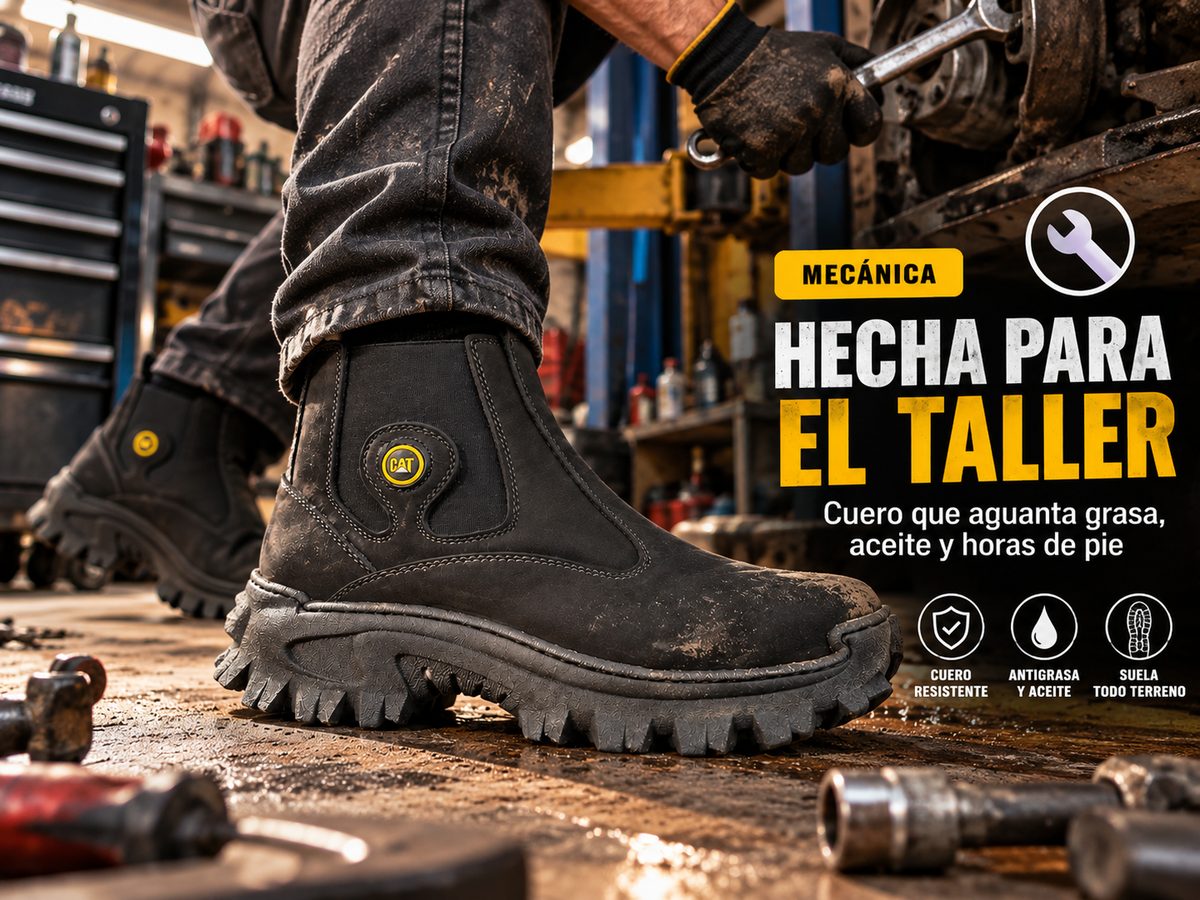 Bota CAT Campero en taller mecánico